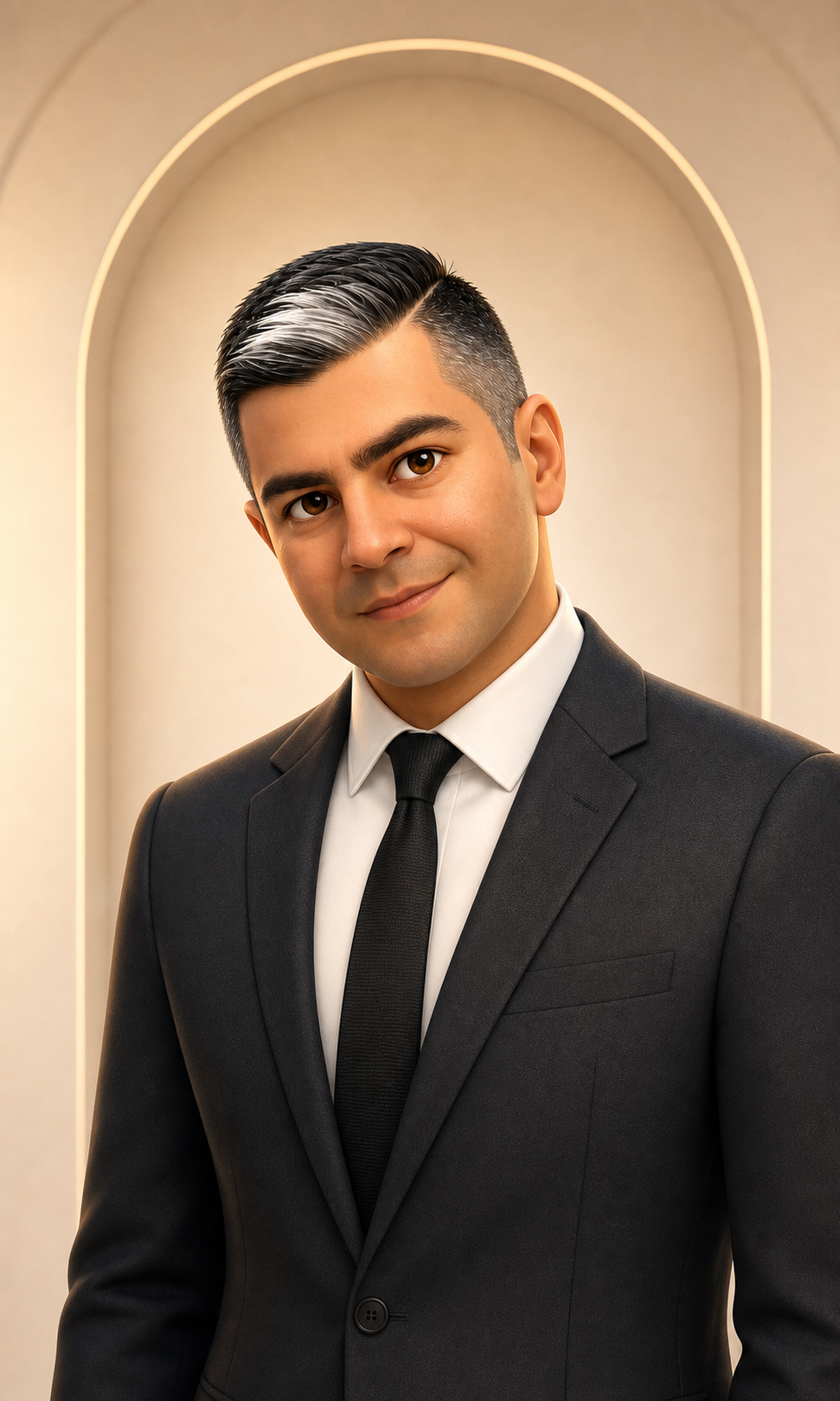 Illustrated portrait of Aaron Habibi, Sales Representative at International Realty Firm Inc.